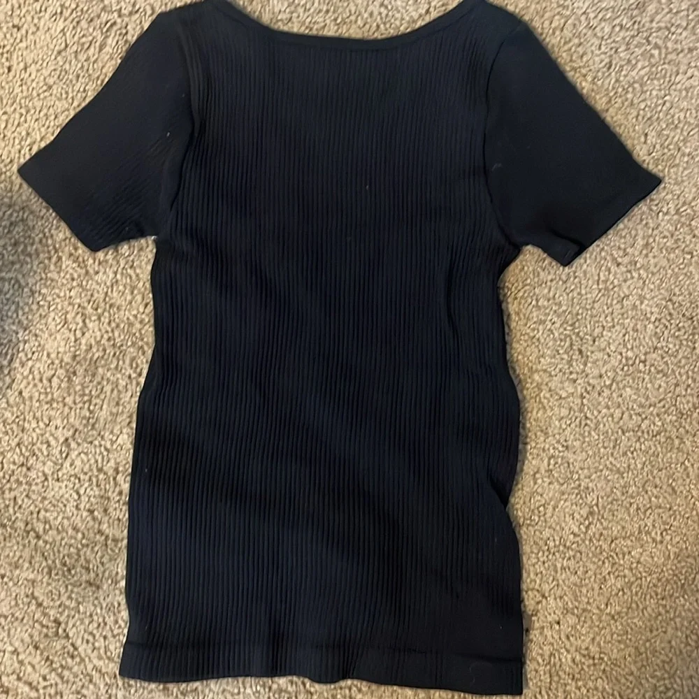 Free People Black Ribbed T-Shirt, NWOT